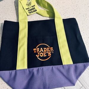 Trader Joe's Halloween Black/Green/Purple Canvas Mini Tote NWT